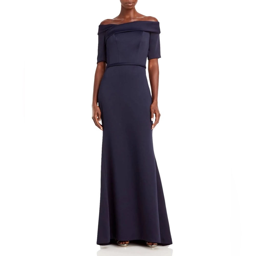 Amsale floor length navy dress